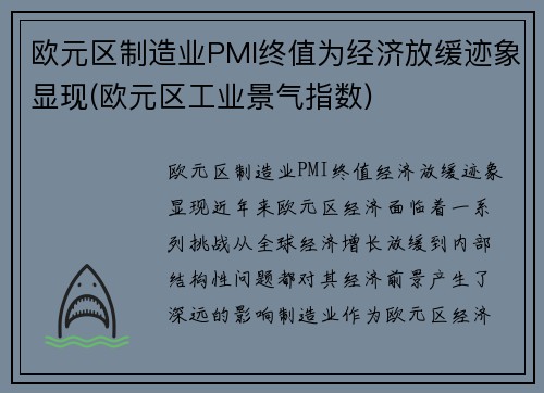 欧元区制造业PMI终值为经济放缓迹象显现(欧元区工业景气指数)